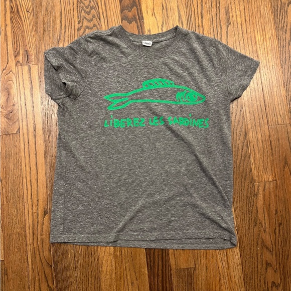 CLARE V T-SHIRT GRAPHIC TEE leberez les sardines size small gray cute! Claire v - Picture 1 of 5
